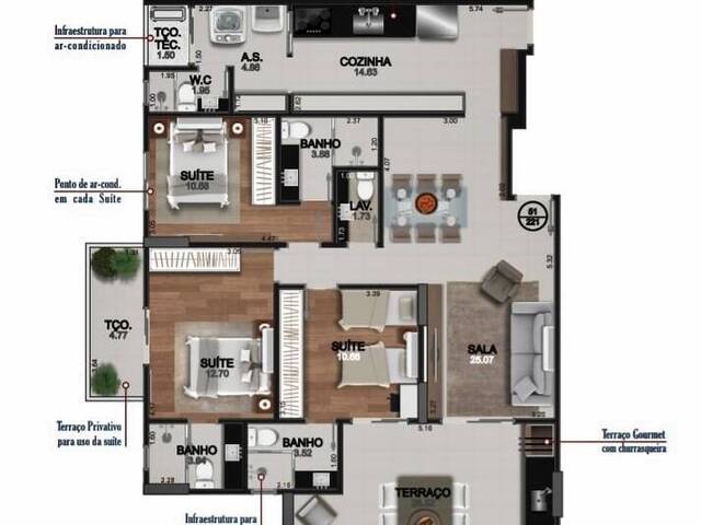 #P03CA3 - Apartamento para Venda em Praia Grande - SP - 3